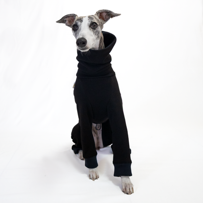 Italian Greyhound & Whippet jumpsuit, black – dog clothing | Kis olasz agár & whippet kezeslábas, fekete – kutyaruha | Hound Theory