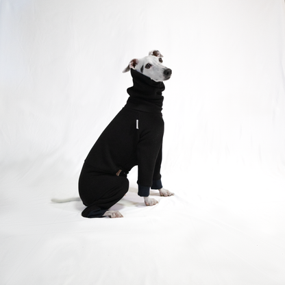 Italian Greyhound & Whippet jumpsuit, black – dog clothing | Kis olasz agár & whippet kezeslábas, fekete – kutyaruha | Hound Theory