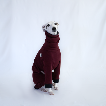 Italian Greyhound & Whippet jumpsuit, burgundy – dog clothing | Kis olasz agár & whippet kezeslábas, bordó – kutyaruha | Hound Theory