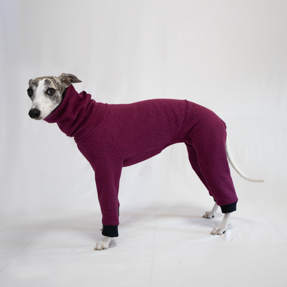 Italian Greyhound & Whippet jumpsuit, plum – dog clothing | Kis olasz agár & whippet kezeslábas, szőlőlila – kutyaruha | Hound Theory