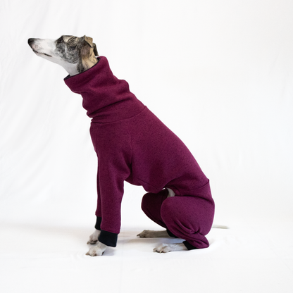 Italian Greyhound & Whippet jumpsuit, plum – dog clothing | Kis olasz agár & whippet kezeslábas, szőlőlila – kutyaruha | Hound Theory